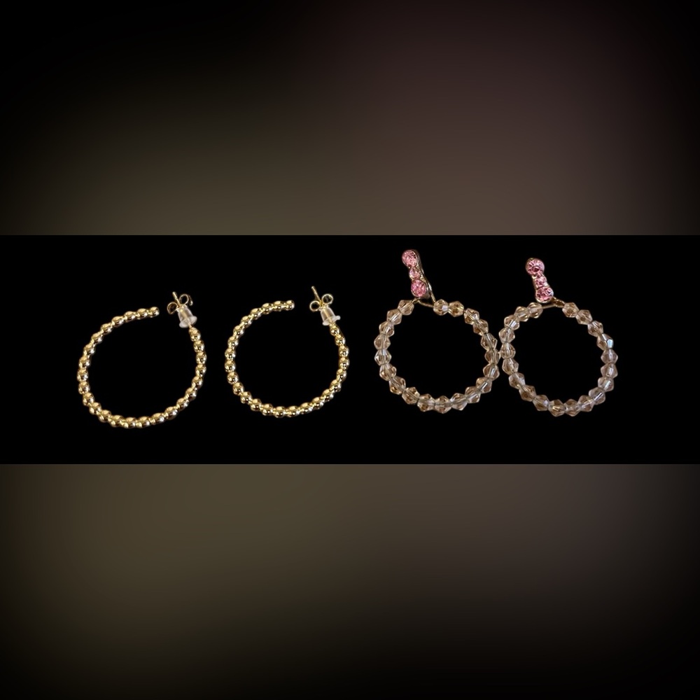 Set of (2) NNW Pierced Hoop Earrings